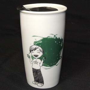 2015 Starbucks 12 fl oz Ceramic Tumbler Mother Teacher Childcare White
